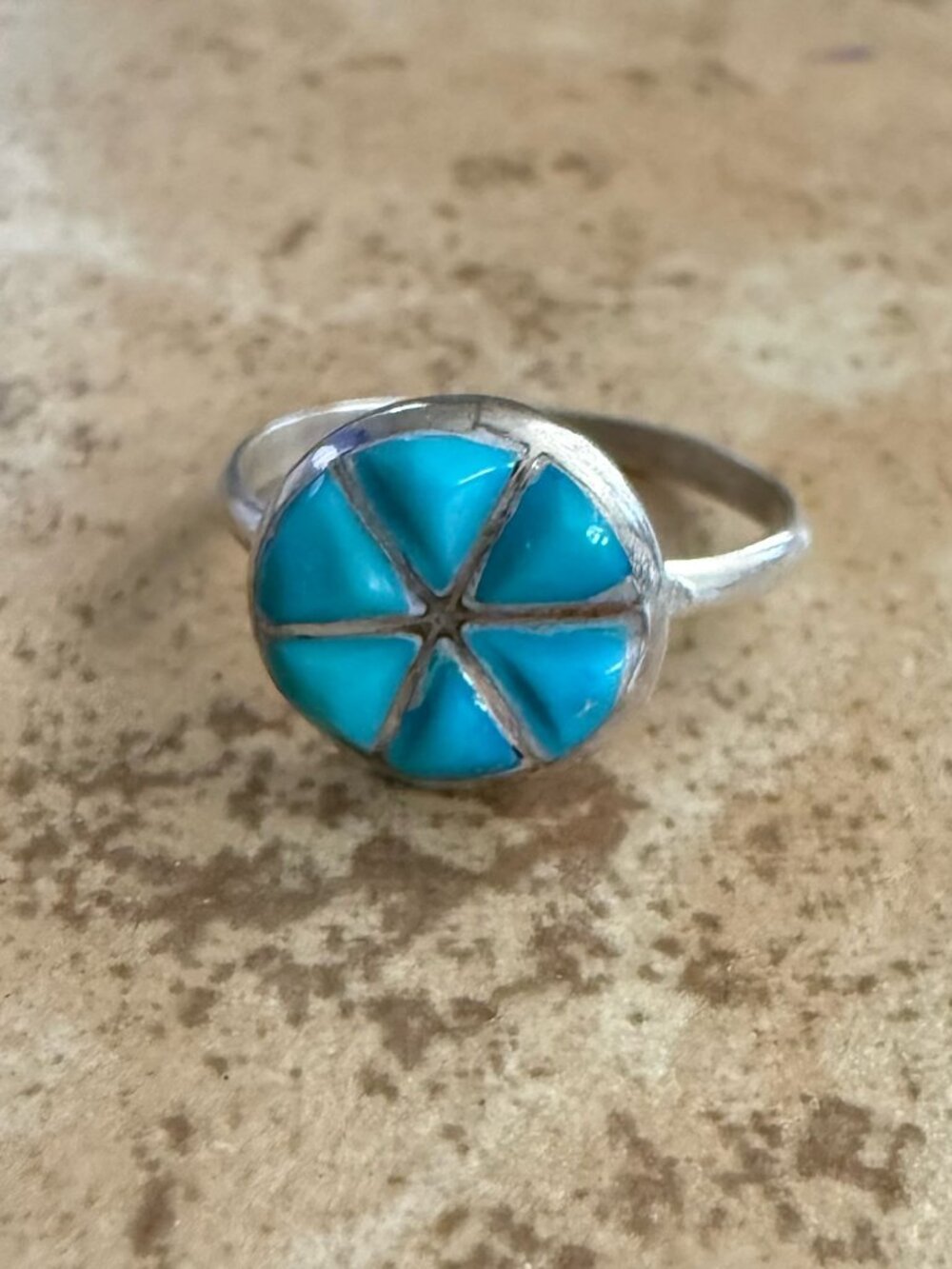 Sterling Silver Diamond Shape Turquoise Design - 6